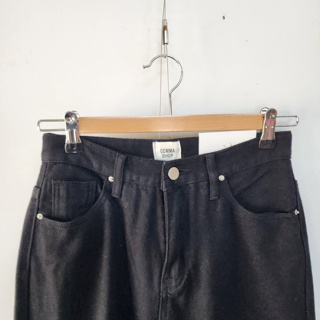 comma shop 블랙 워싱 찢청 바지 상품이미지2
