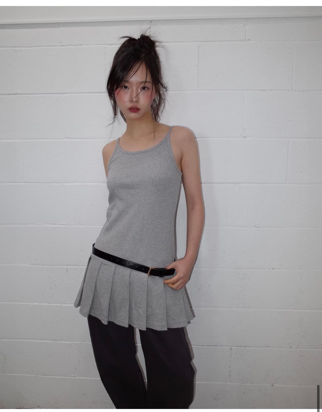 온스카 플리츠 미니 원피스 pleats mini one piece 그레이 상품이미지1