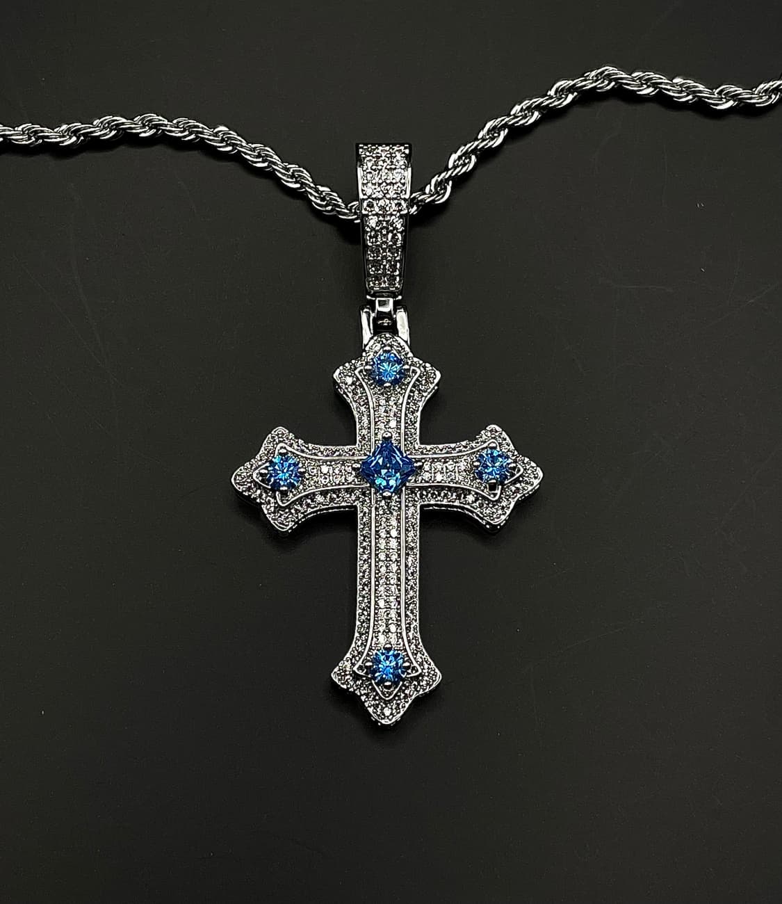 pcr053 Blue the cross cubic necklace 상품이미지5