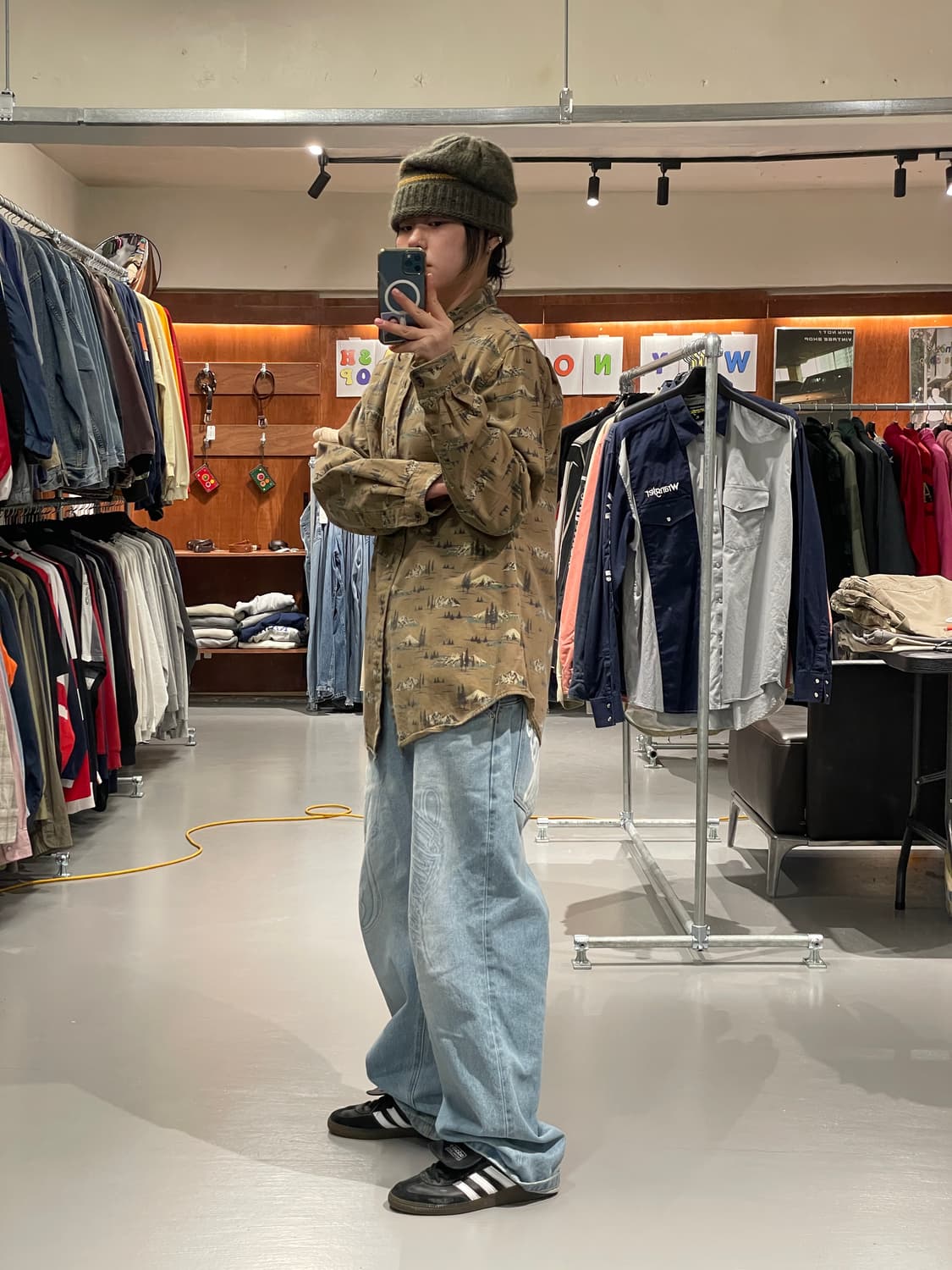 빈티지 패턴 워크 셔츠    상품이미지5