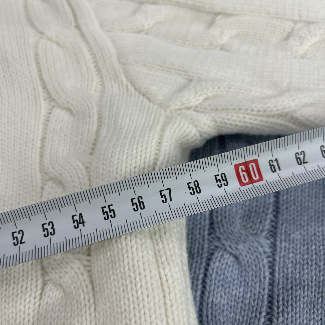 세컨드모노 케이블 하프집업 니트 화이트/블루 100 2벌 상품이미지6