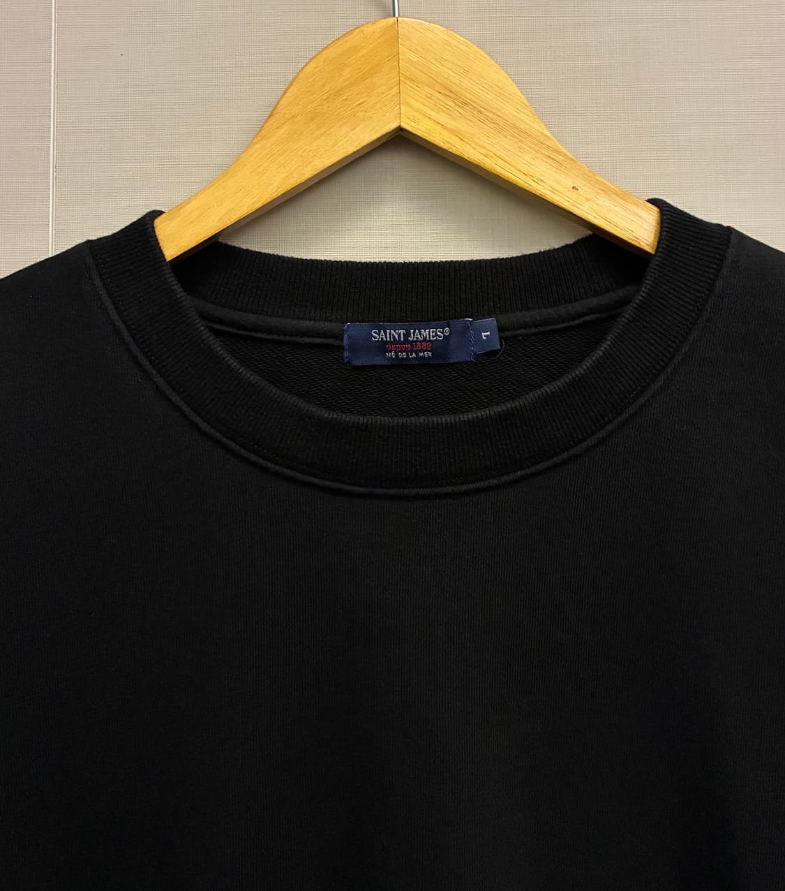 (L)세인트제임스 봉봉 엘보패치 맨투맨 스웻셔츠 블랙 상품이미지3