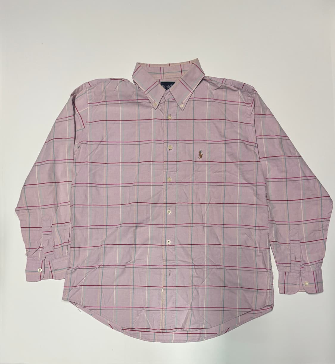 폴로 랄프로렌 오버핏 핑크 체크셔츠 L ~ XL 상품이미지1