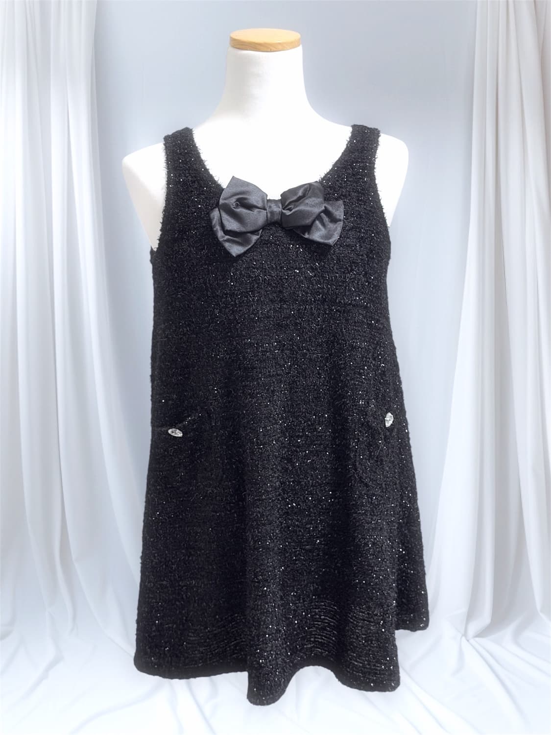 빈티지 리본 큐빅 원피스 상품이미지1