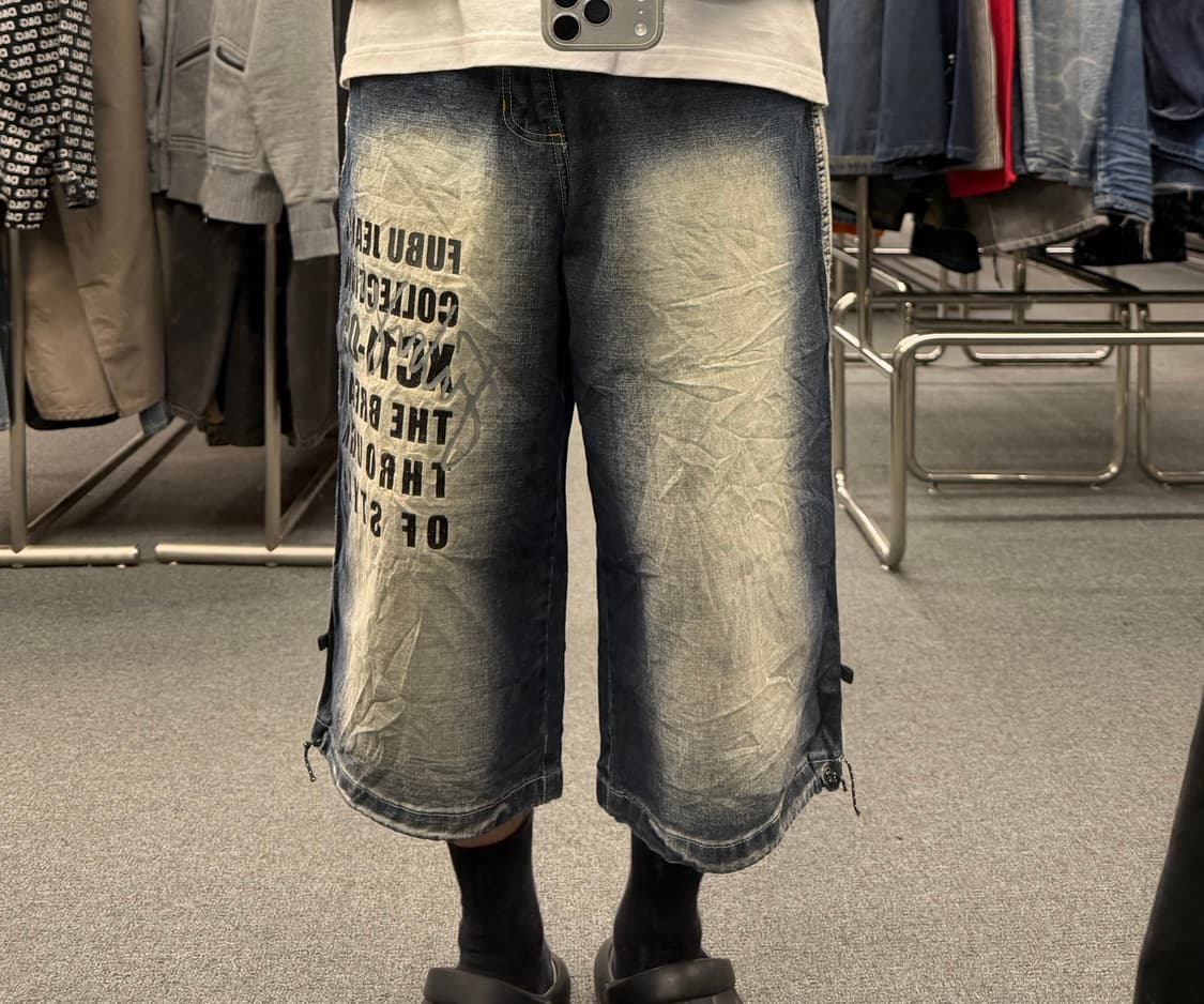 Os)Fubu 빈티지 올드스쿨 힙합 버뮤다 데님팬츠 상품이미지1