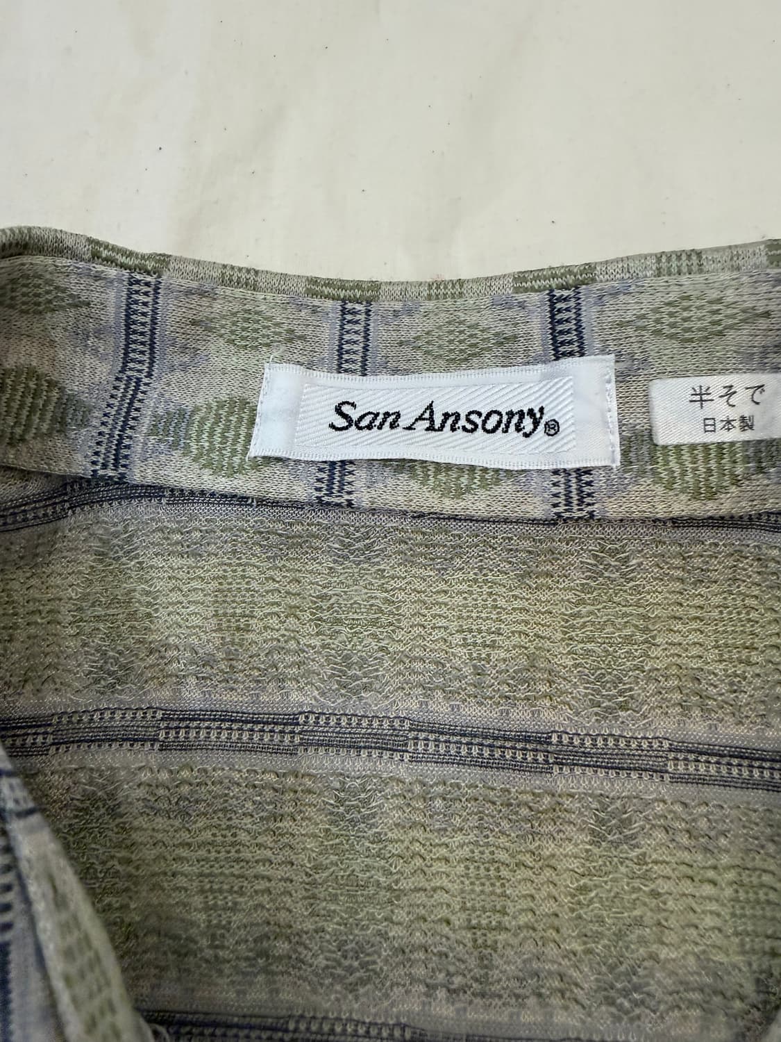 San Ansony 일본 빈티지 자카드 패턴 반팔 카라티 상품이미지4