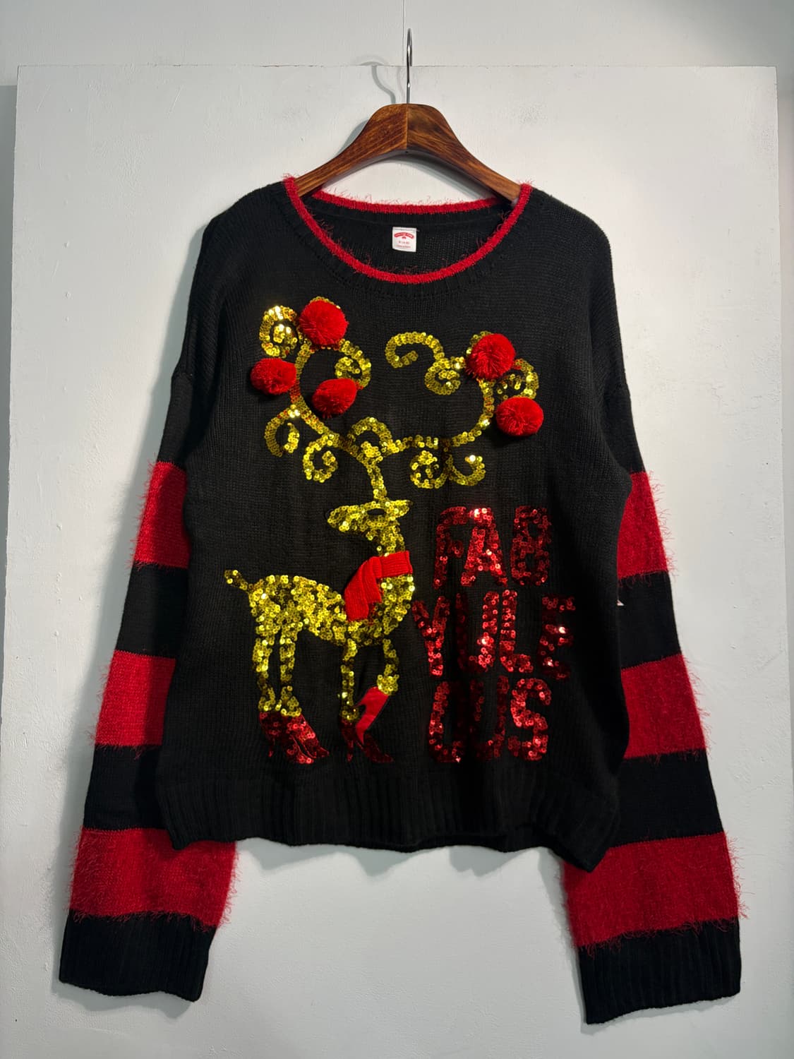 (새상품) U.S.A. 크리스마스 어글리니트 방울&스팽글 어글리스웨터 상품이미지1