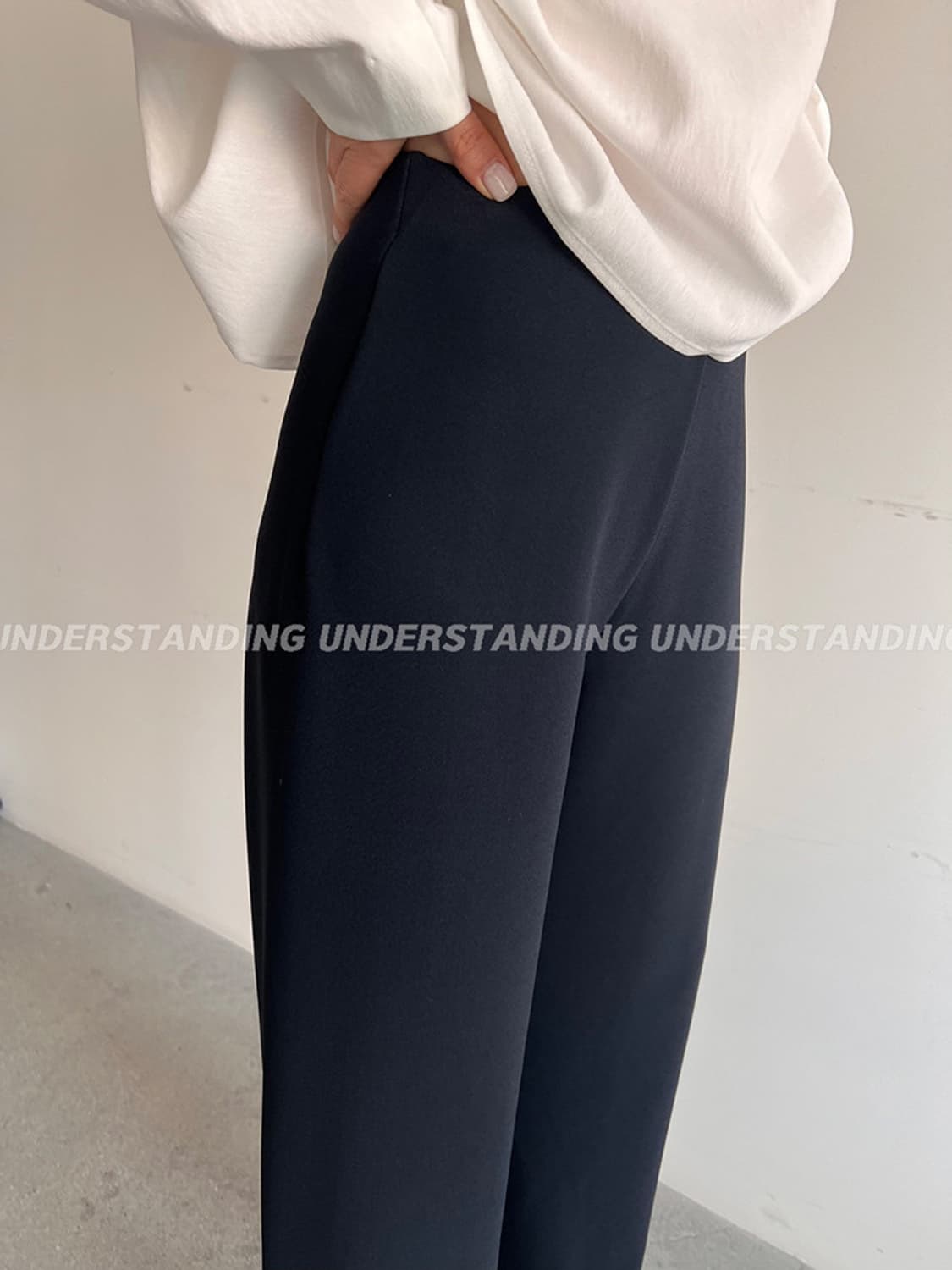 언더스탠딩 봄 밴딩 팬츠 블랙 상품이미지4