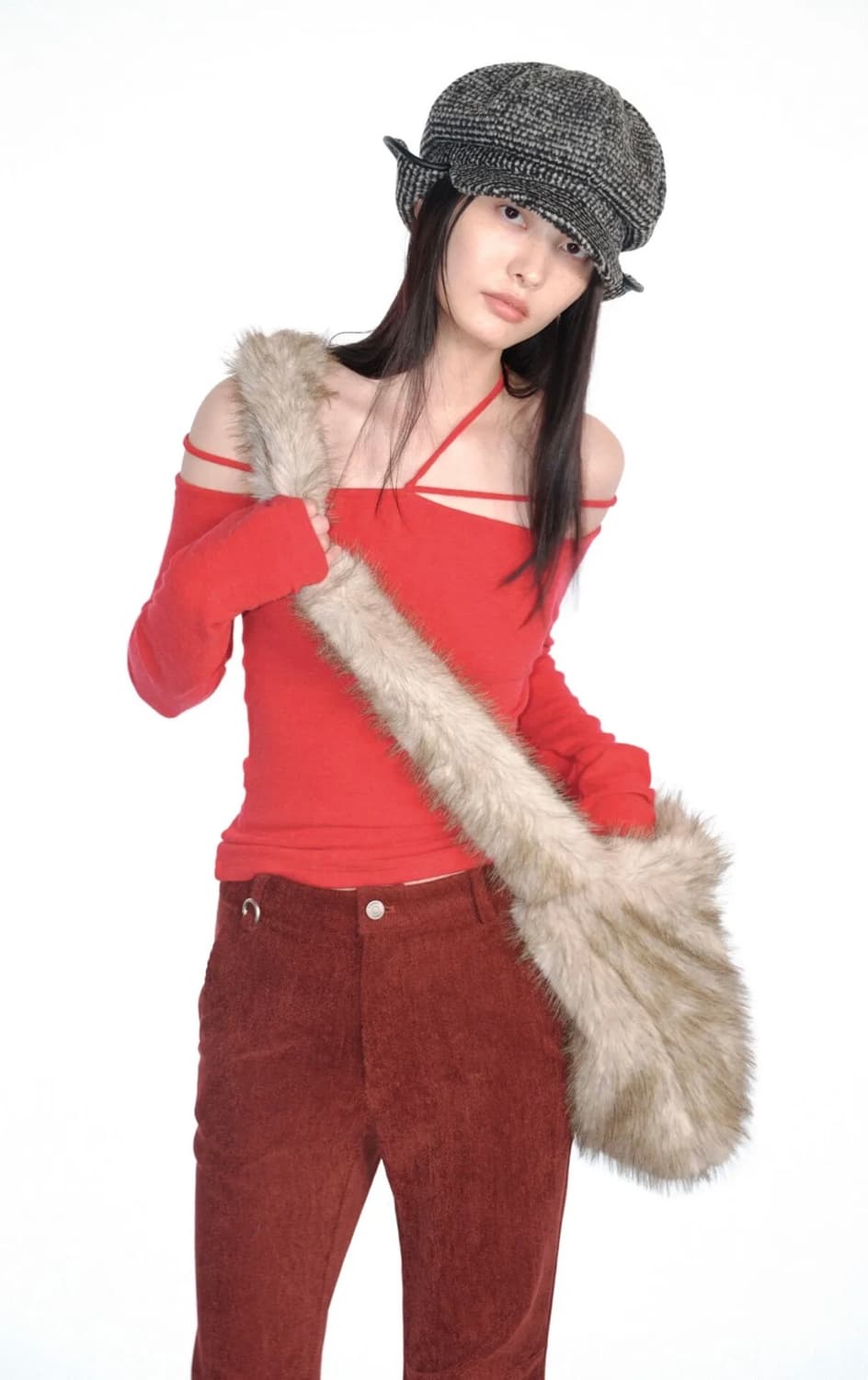 CERRIC  OFF SHOULDER TIED UP TOP /RED 상품이미지3