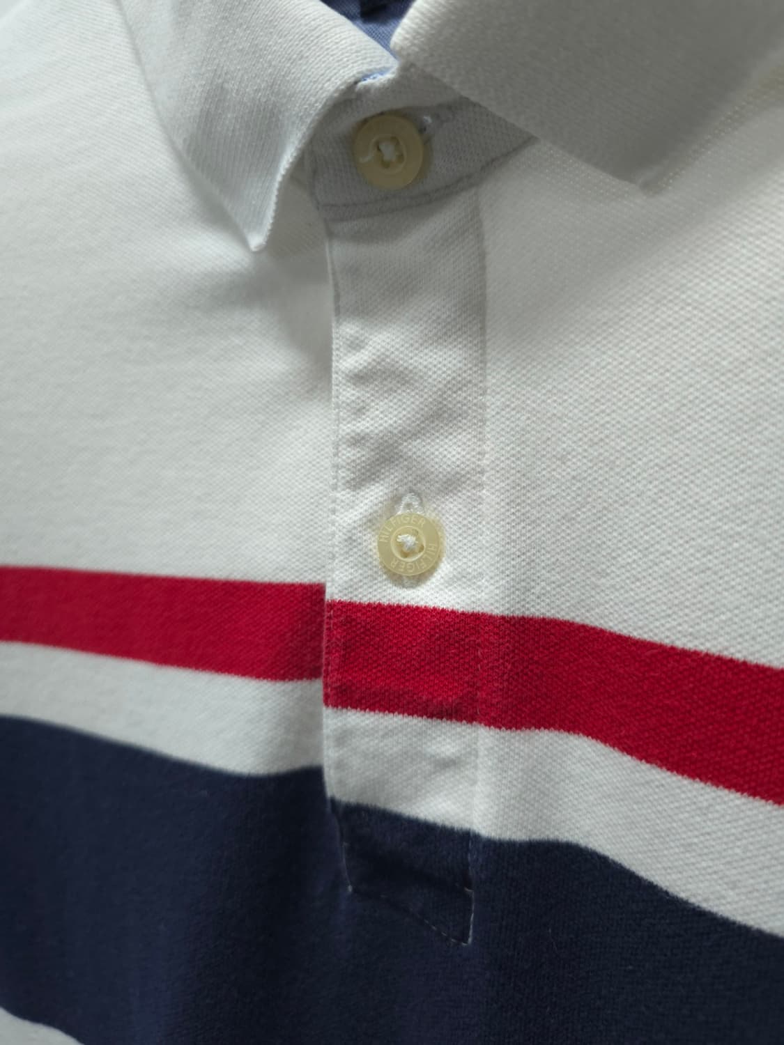 타미힐피거 남성 빅플래그 배색 반팔 카라티 (100) 상품이미지4