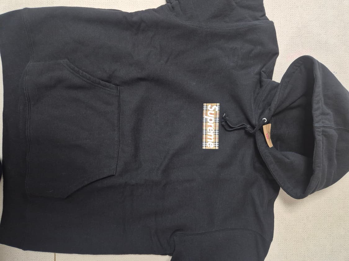 슈프림 버버리 박스로고 블랙 후드 XL 상품이미지6