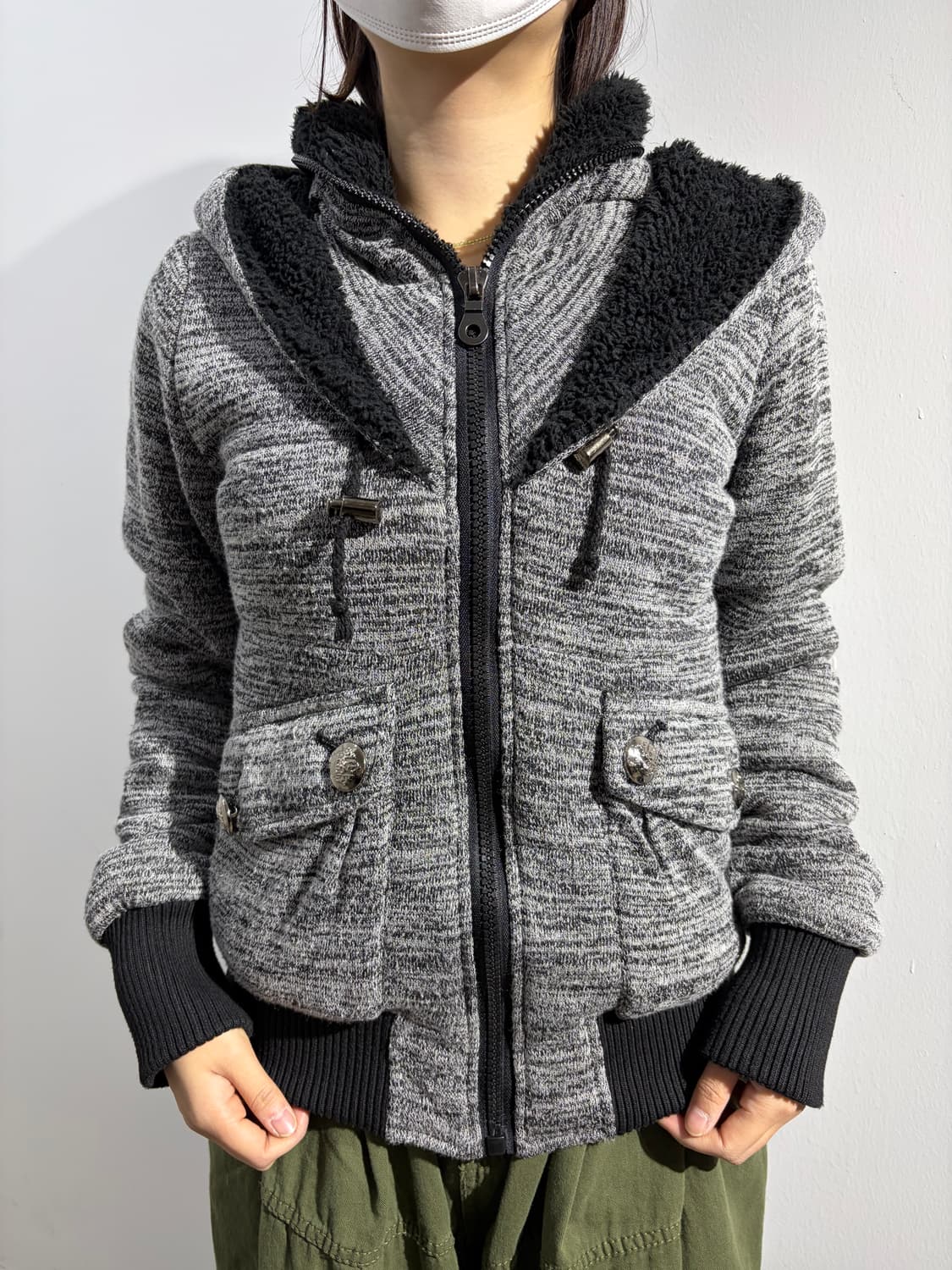 일본 빈티지 CRYX 락펑크 실버 버튼 후드집업 상품이미지1