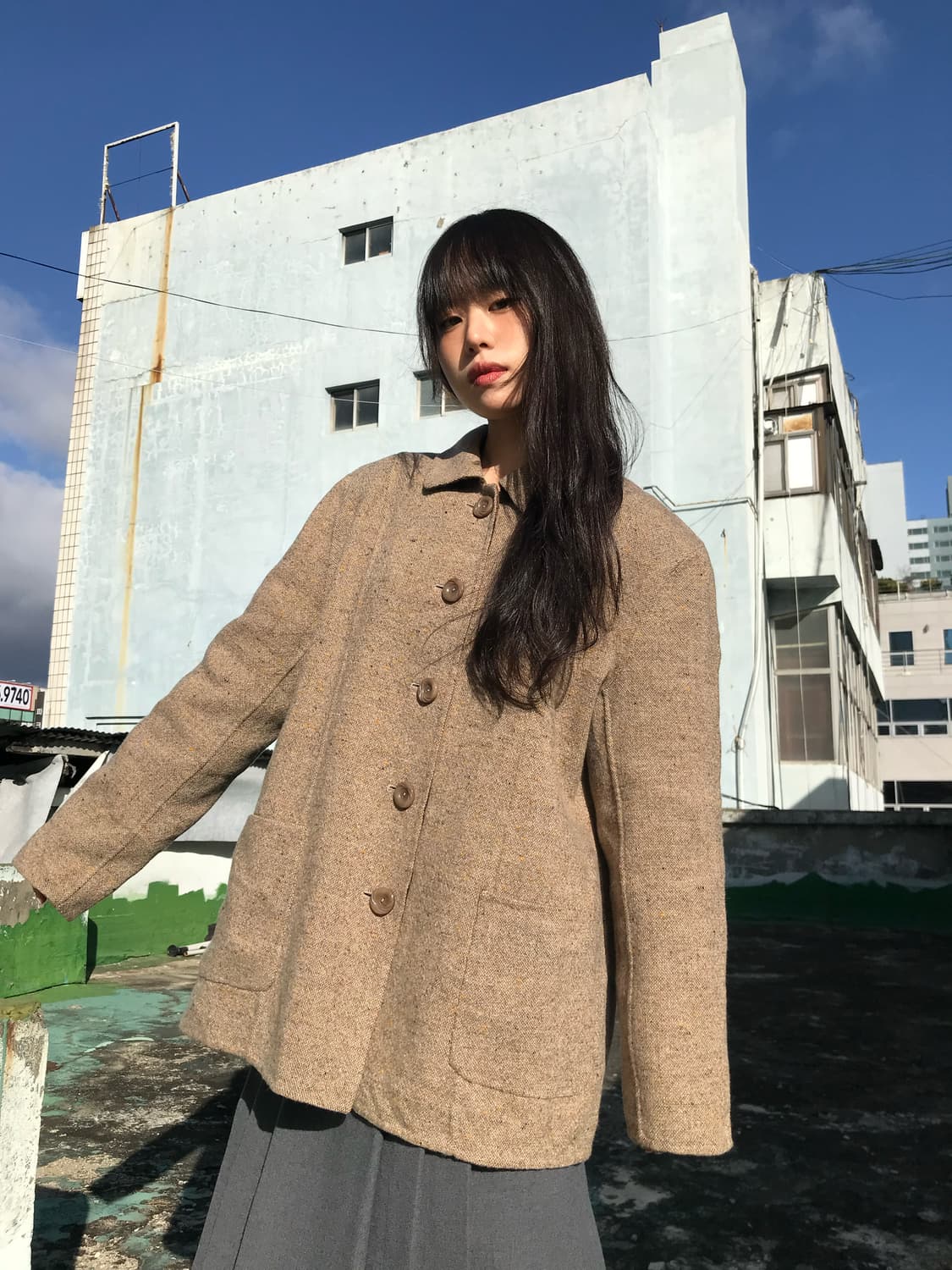 오트밀 클래식 트위드 코트 상품이미지3