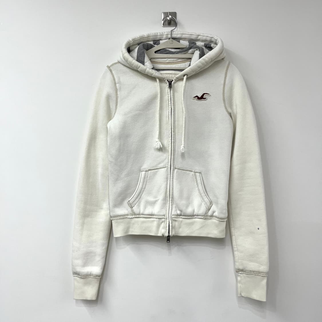 홀리스터 슬림핏 누빔안감 아이보리 후드집업 상품이미지2