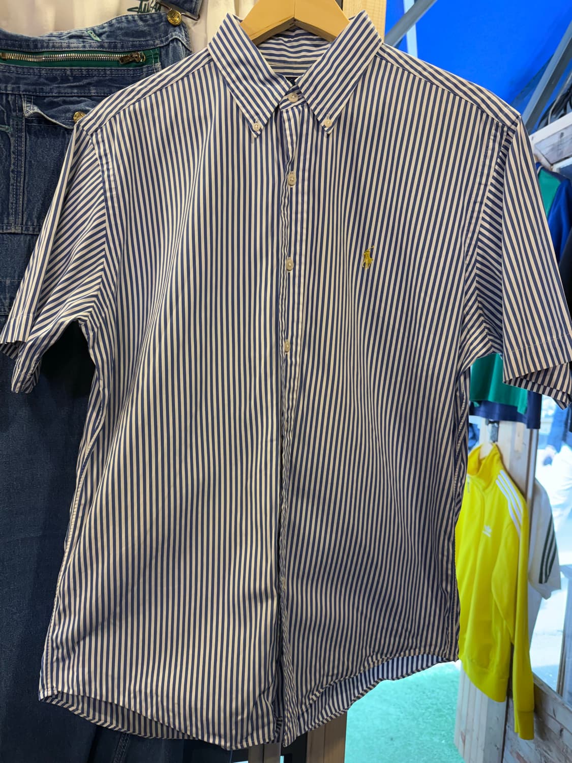 폴로 랄프로렌 옐로우포니 블루 스트라이프 반팔셔츠 상품이미지1