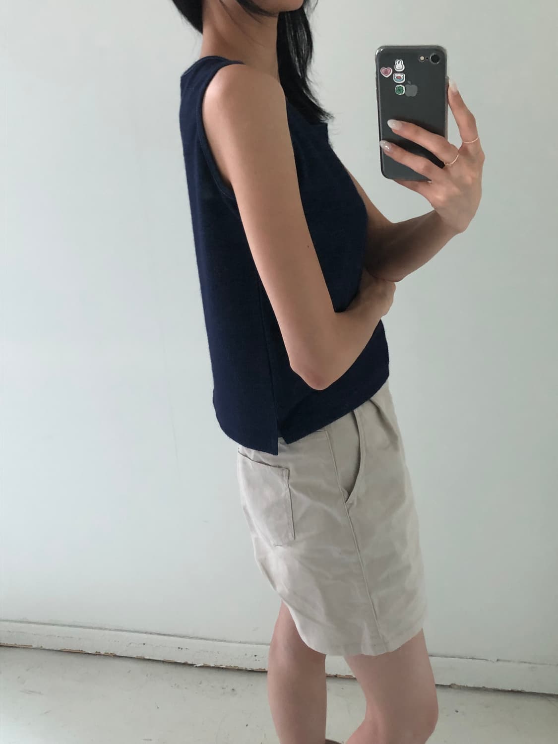 일본빈티지 네이비 슬리브리스 상품이미지2