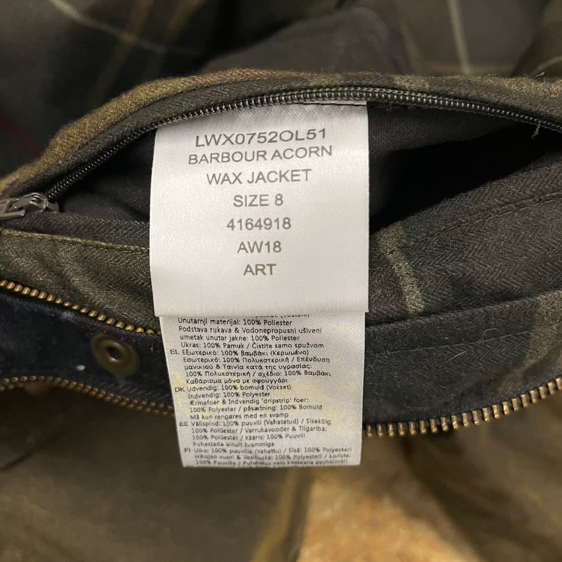 [정품/8] 바버 아콘 왁스 코튼 자켓 b19 상품이미지8