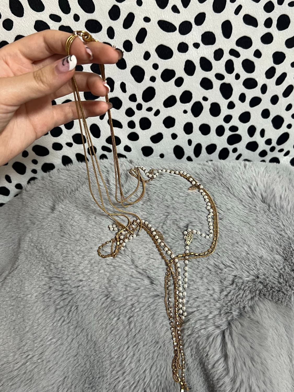 레이어드 드롭 진주 체인 목걸이 상품이미지3