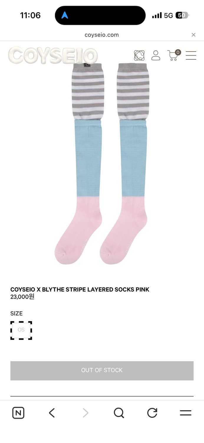 코이세이오 X 브라이스 스트라이프 레이어드 삭스 핑크 상품이미지1