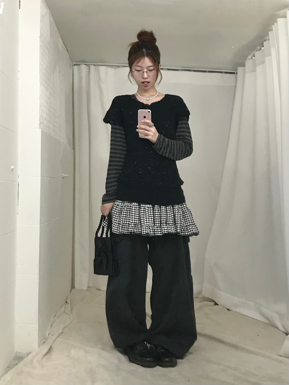 빈티지 블랙 너드 데일리 니혼진 코디 세트 상품이미지2