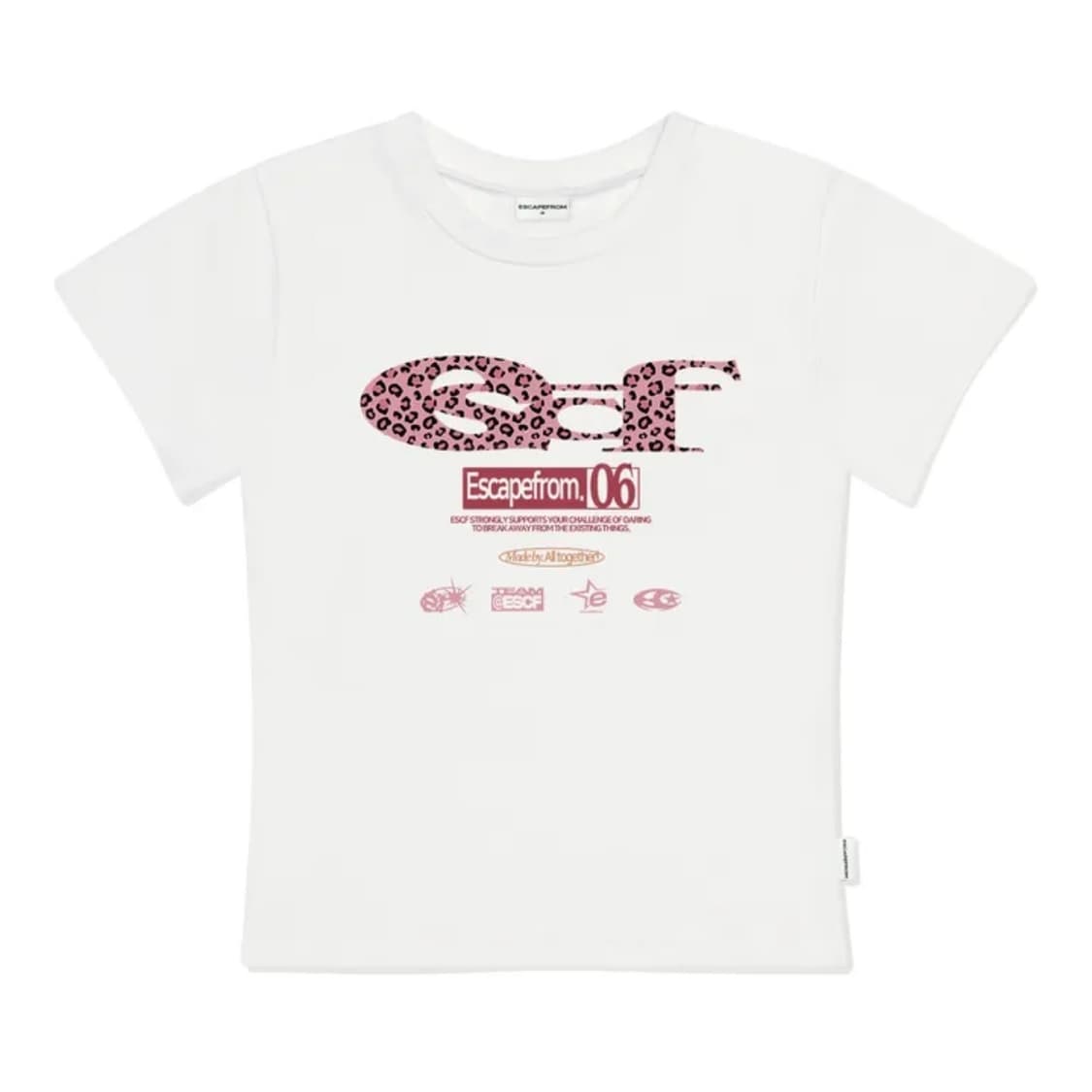 이스케이프프롬 ESCF 핑크 레오파드 호피 로고 슬림핏 반팔티 상품이미지1