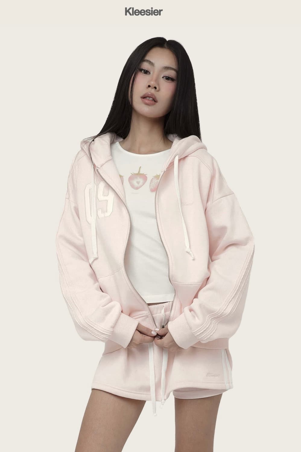 클리시어 09 후드집업 핑크 상품이미지1