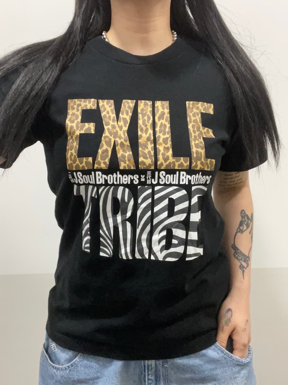EXILE TRIBE 레오파드 스컬 프린팅 반팔 티셔츠 상품이미지1