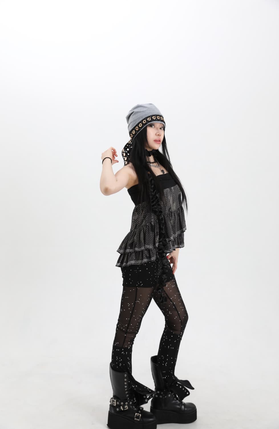 아일렛 레이스 핸드메이드 롱 비니 상품이미지4