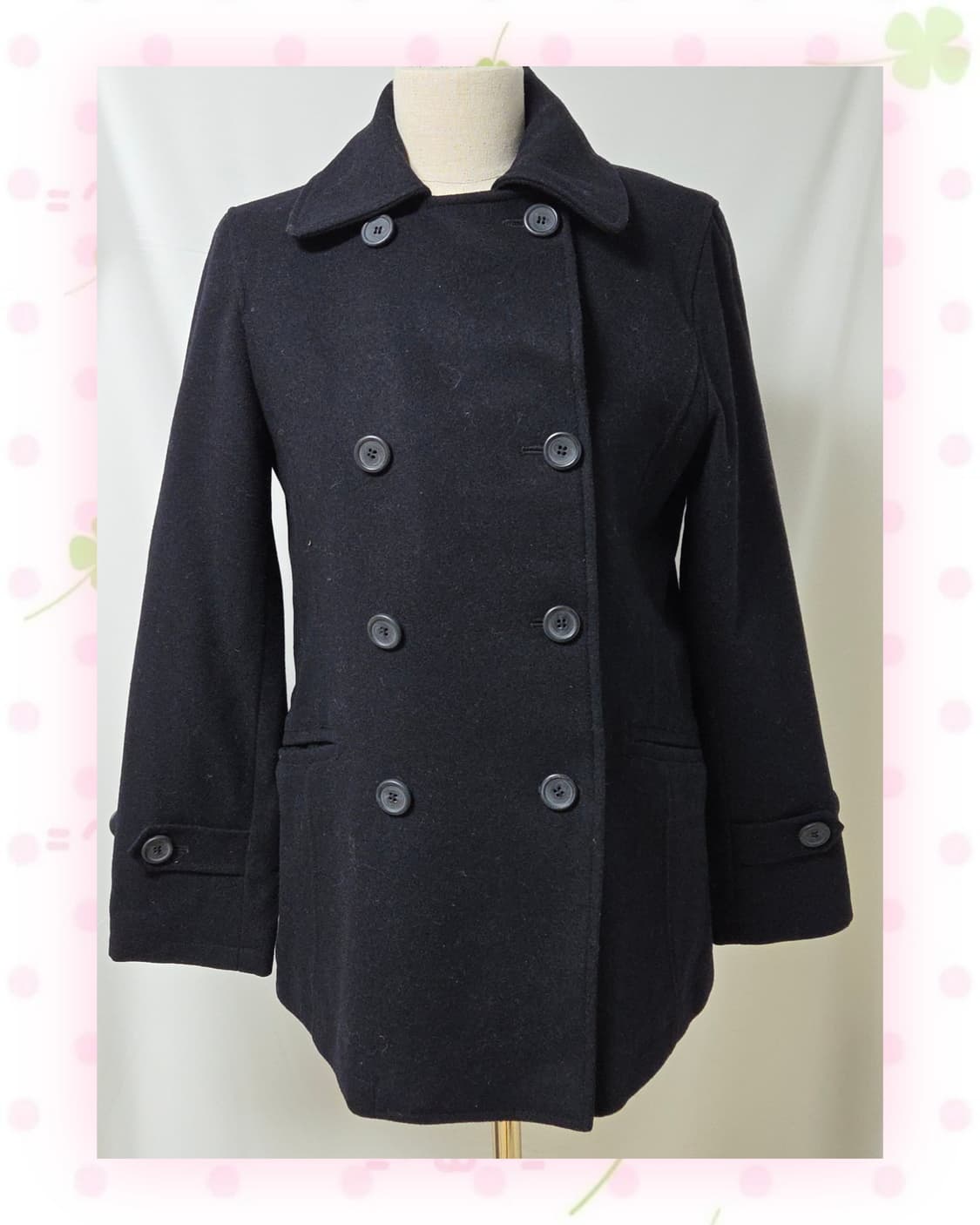 HUSHUSH 블랙 울혼방 코트 상품이미지5