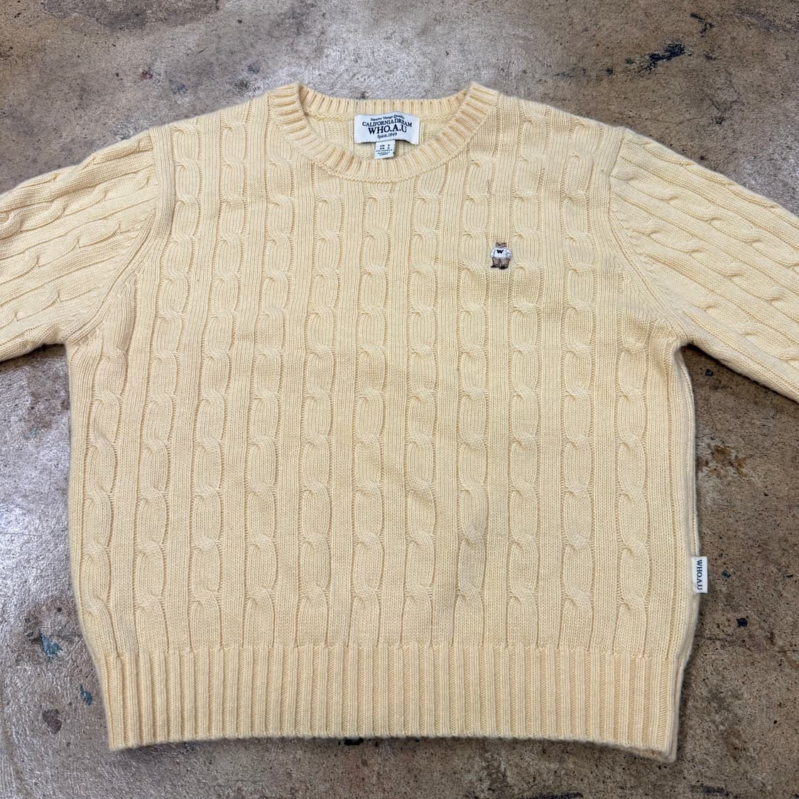 후아유 파스텔 옐로우 꽈배기 니트 상품이미지3