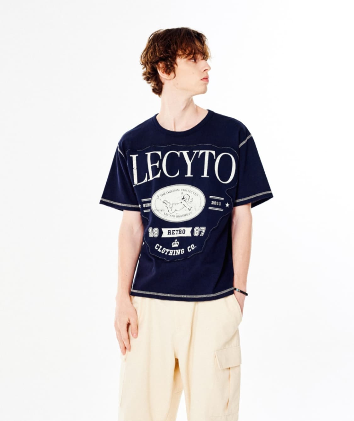 레씨토 LECYTO 네이비 반팔 티셔츠 상품이미지2