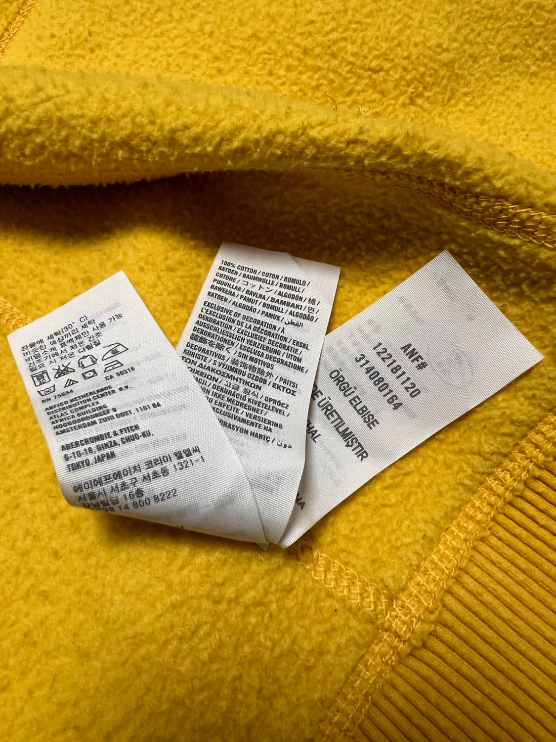 아베크롬비 앤 피치 A&F 92 후드 집업 옐로우 / M (정품) 상품이미지10