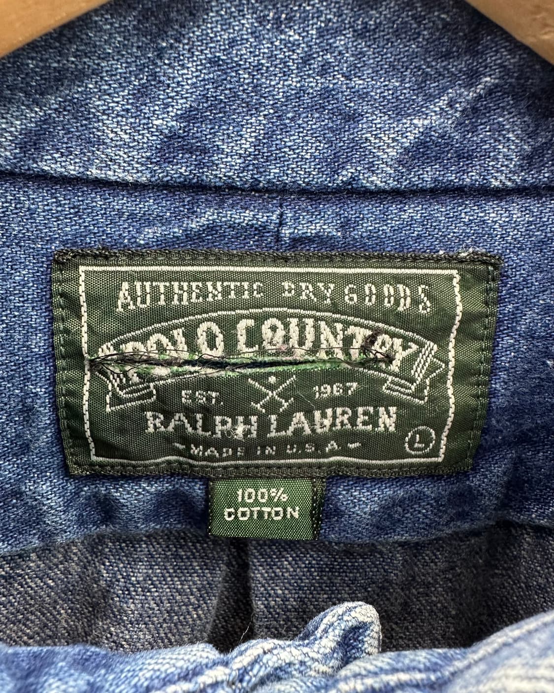 (L)80~90'S 폴로 컨트리 USA 데님셔츠-M1815 상품이미지3