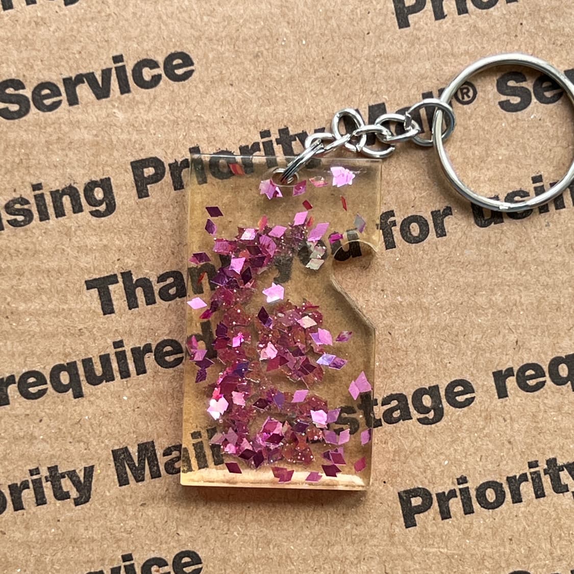 90s vtg Pink Glitter Motel Keyring 상품이미지3