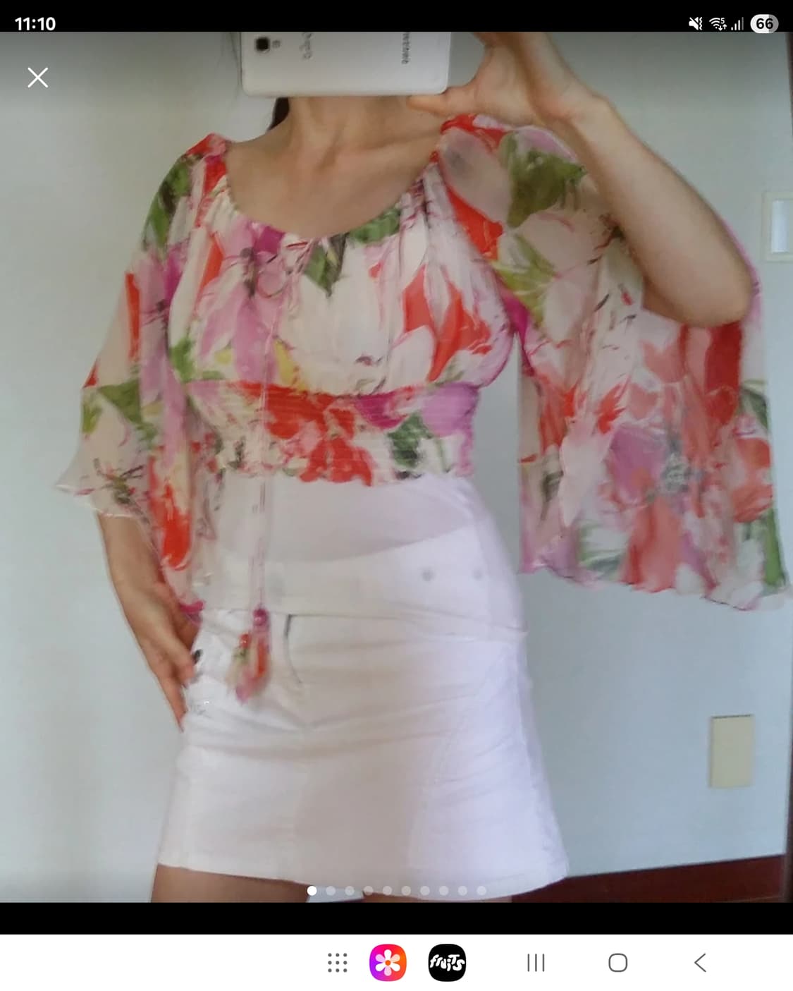 오브제 100% 실크 크롭 블라우스  상품이미지1