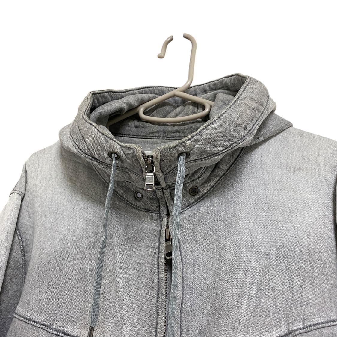 그레이 워싱 투웨이 지퍼 후드집업 상품이미지3