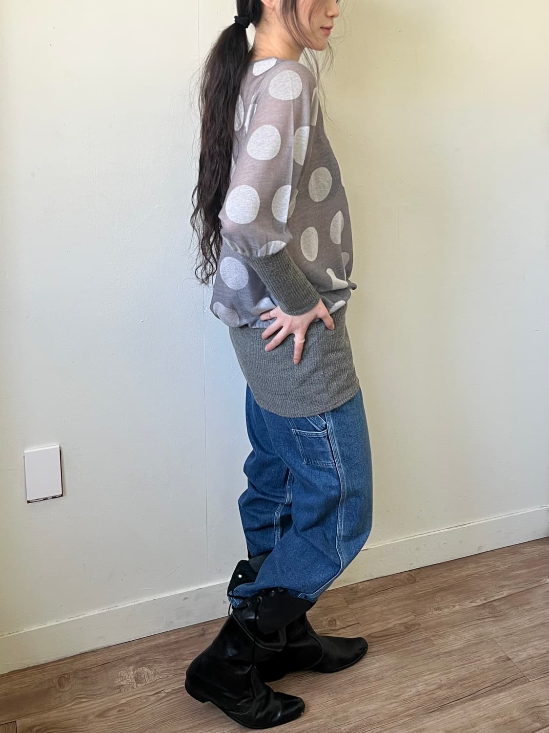 Silent Worth 도트 시스루 스웨터 상품이미지6