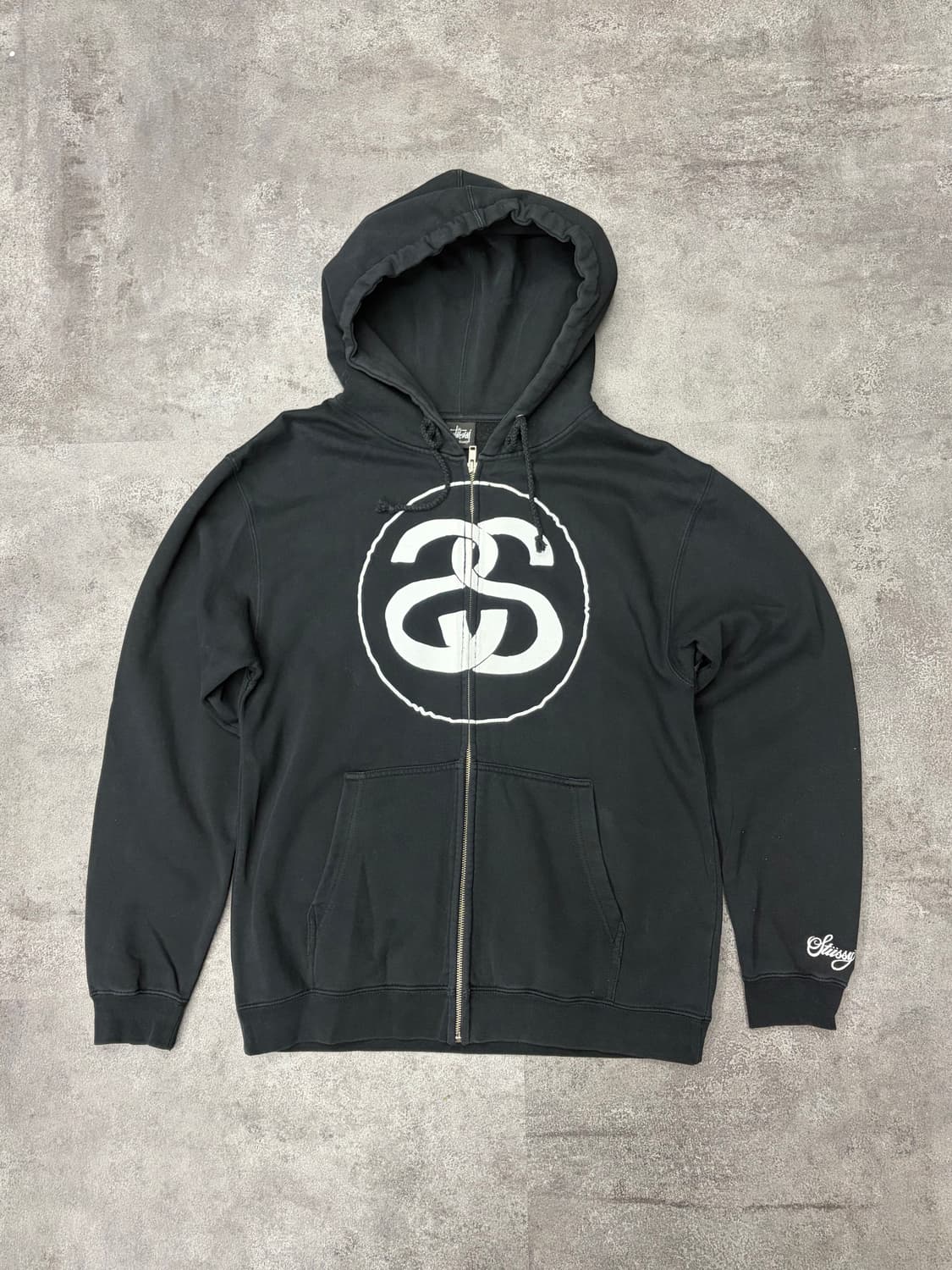 00s stussy 스투시 블랙 써클 후드 집업 상품이미지1