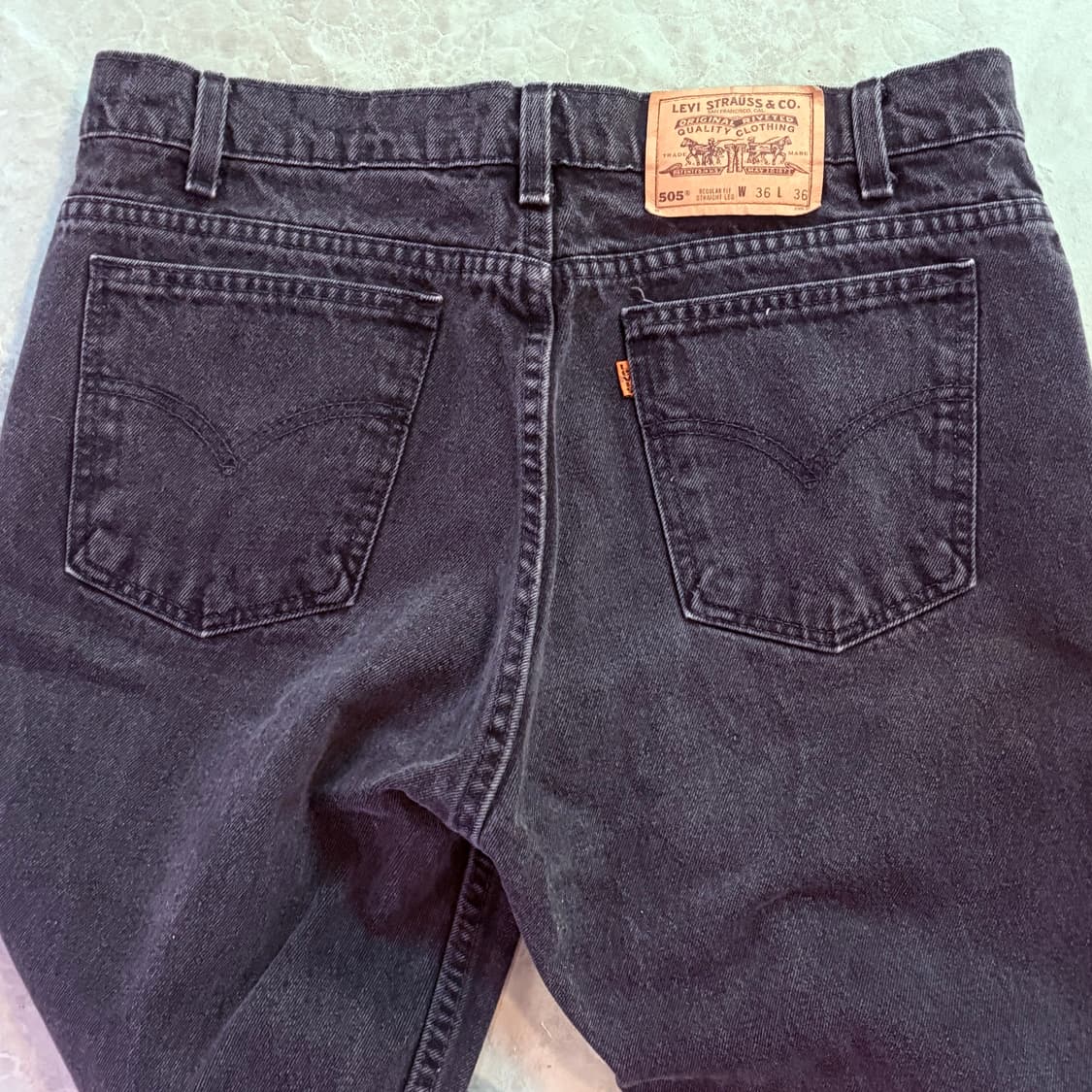 [36/36] USA 리바이스 505 오렌지탭 orange 흑청 블랙 상품이미지4