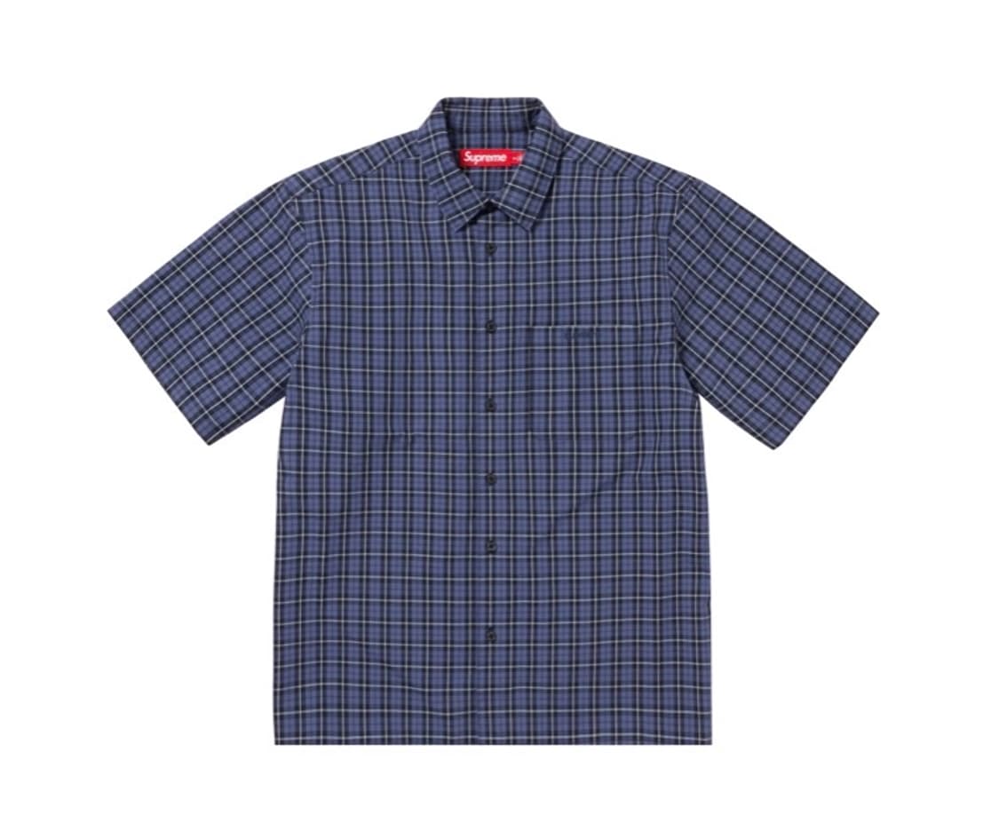 (M)슈프림 24SS Loose Fit Mini Plaid 셔츠 네이비 상품이미지2