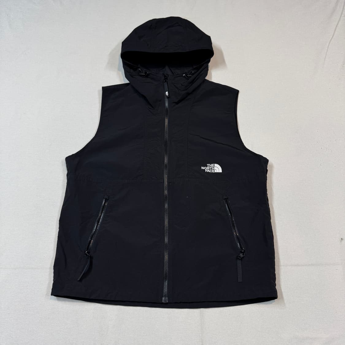 M) 노스페이스 후드 바람막이 조끼 블랙 상품이미지1
