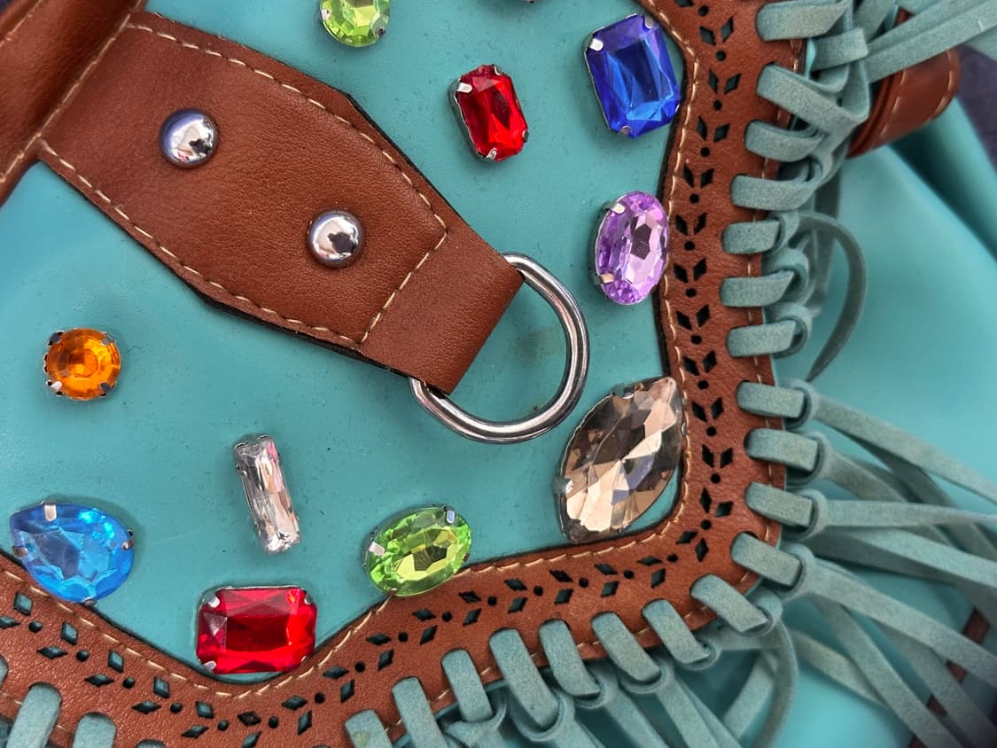 민트 보석 에스닉 수술 프린지 백 JPN 하구미 스즈코 모리걸 하라주쿠 상품이미지5