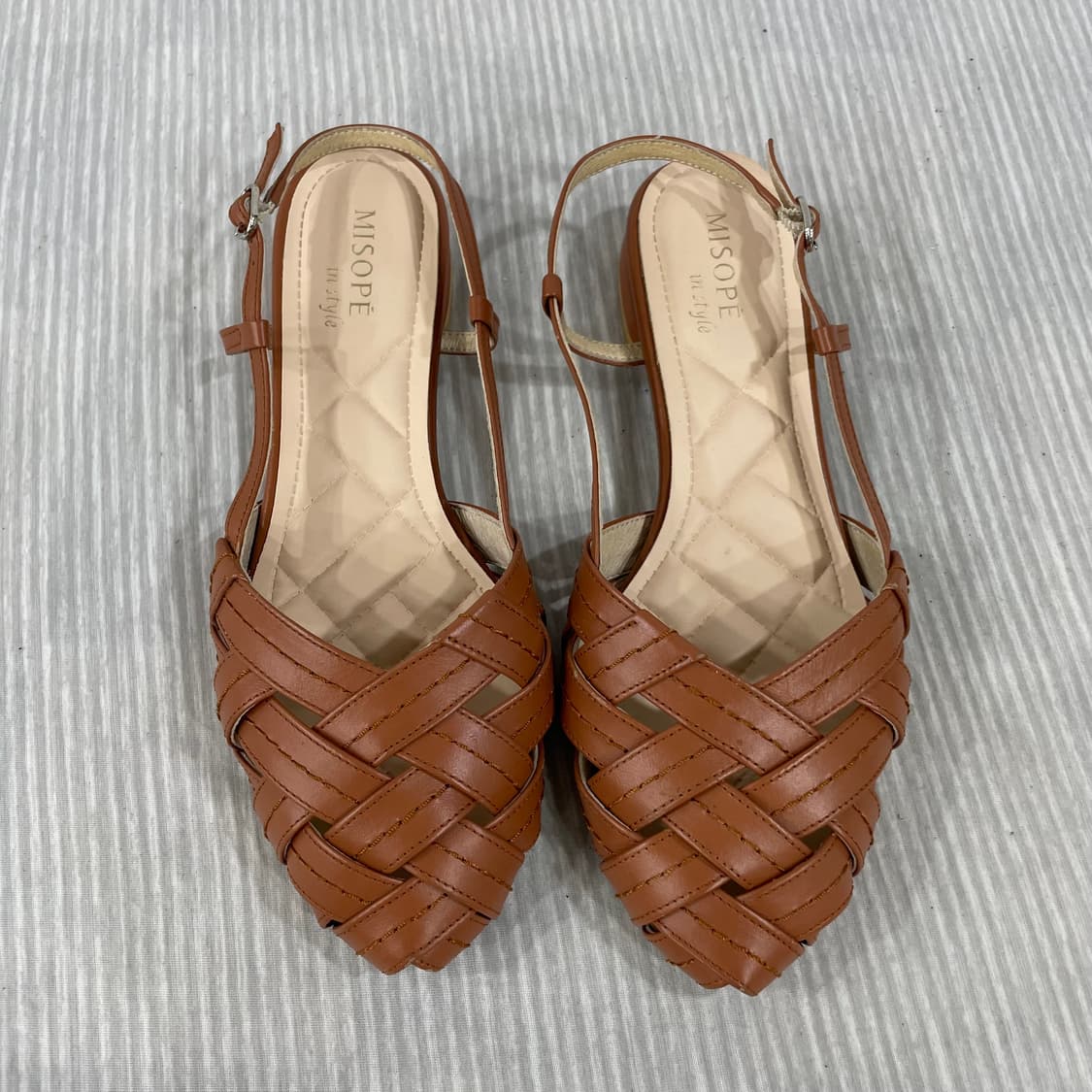 904) 미소페 카멜 위빙 슬링백 샌들 240mm 상품이미지2