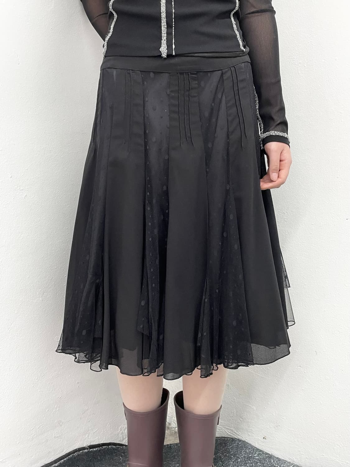 블랙 시어 도트 레이스 스커트 상품이미지2