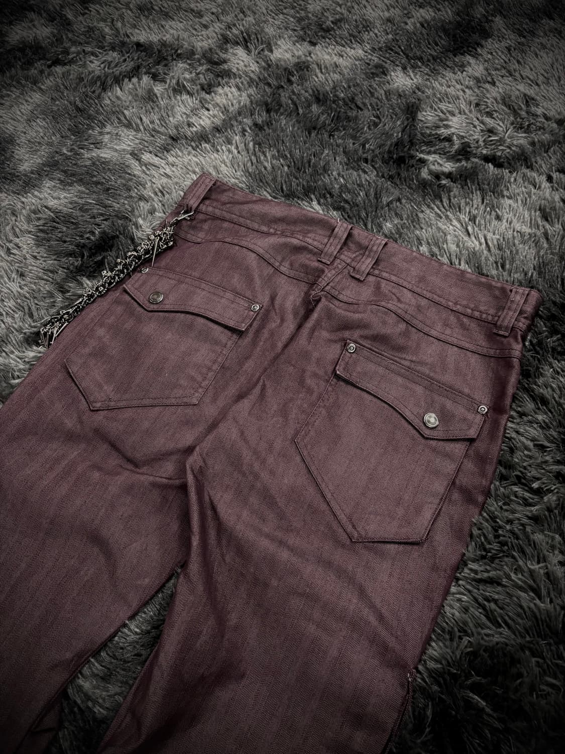 semantic Design 레드와인 스트라이프패턴 펑크st 카고팬츠 상품이미지5