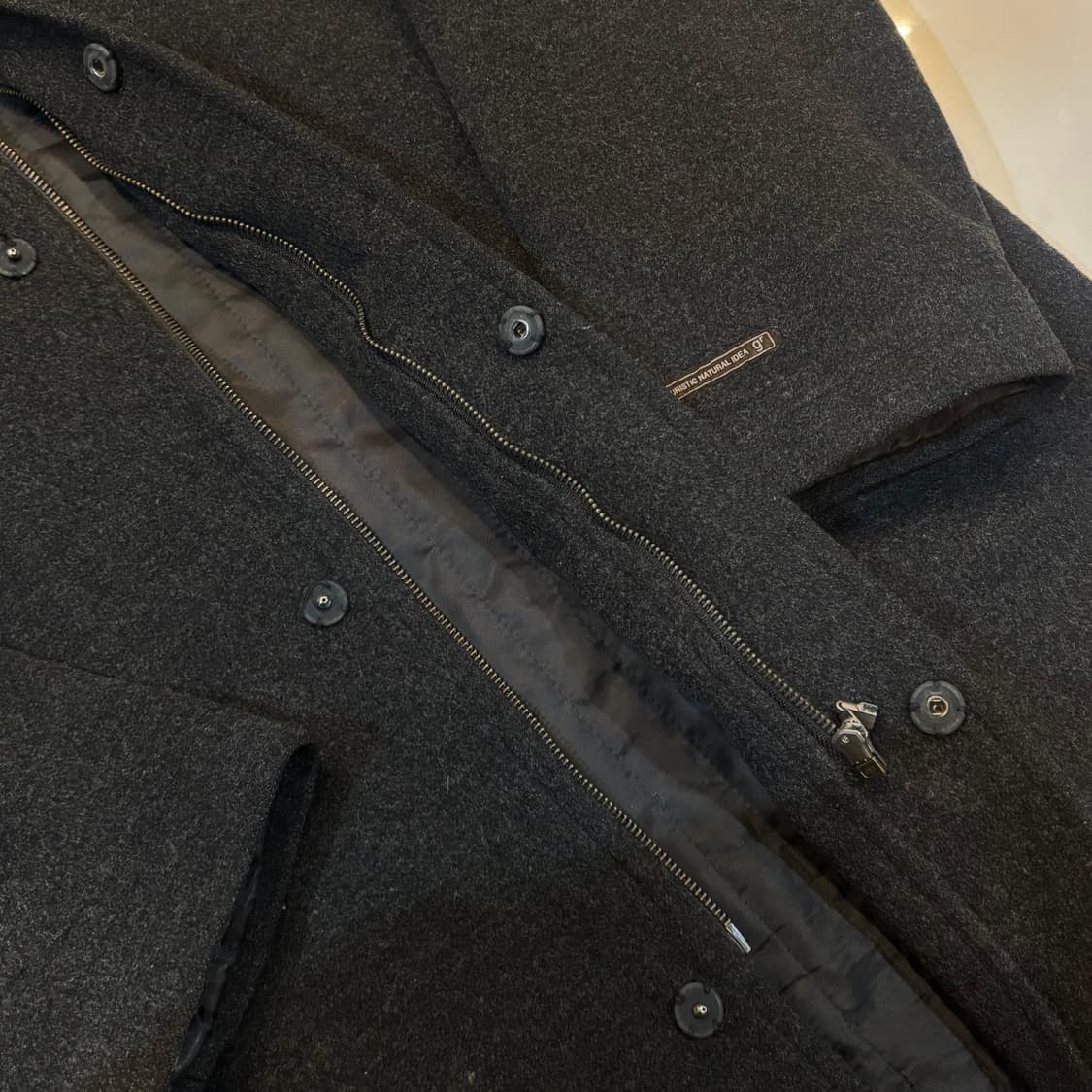 빈티지 차콜 모직코트 후드코트 무채색 도쿄소녀 니혼진맛 코트  상품이미지4