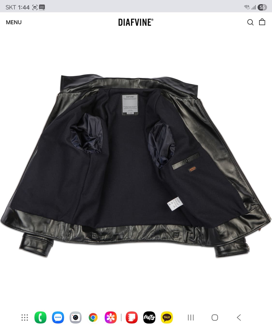 디아프바인 카프스킨 스포츠 레더자켓 XL(105) - 울라이너 상품이미지3