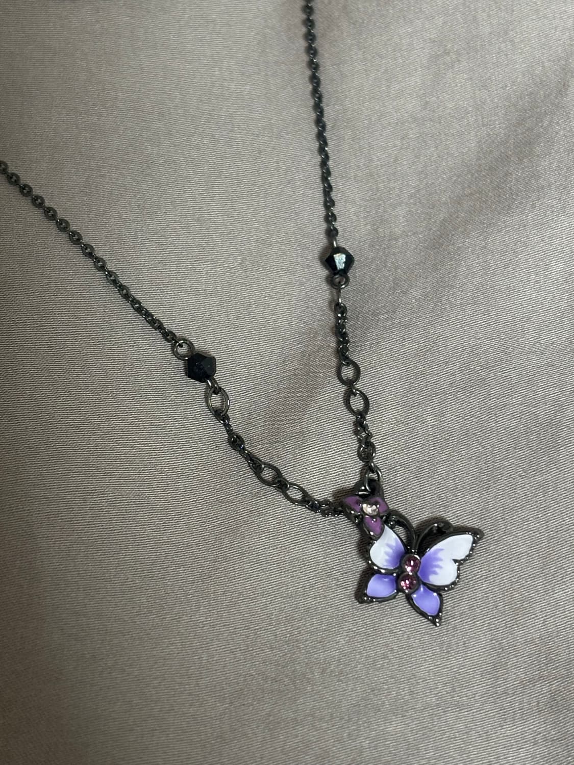 빈티지 안나수이 퍼플 나비 목걸이 + 레이어드용 목걸이 세트 상품이미지5