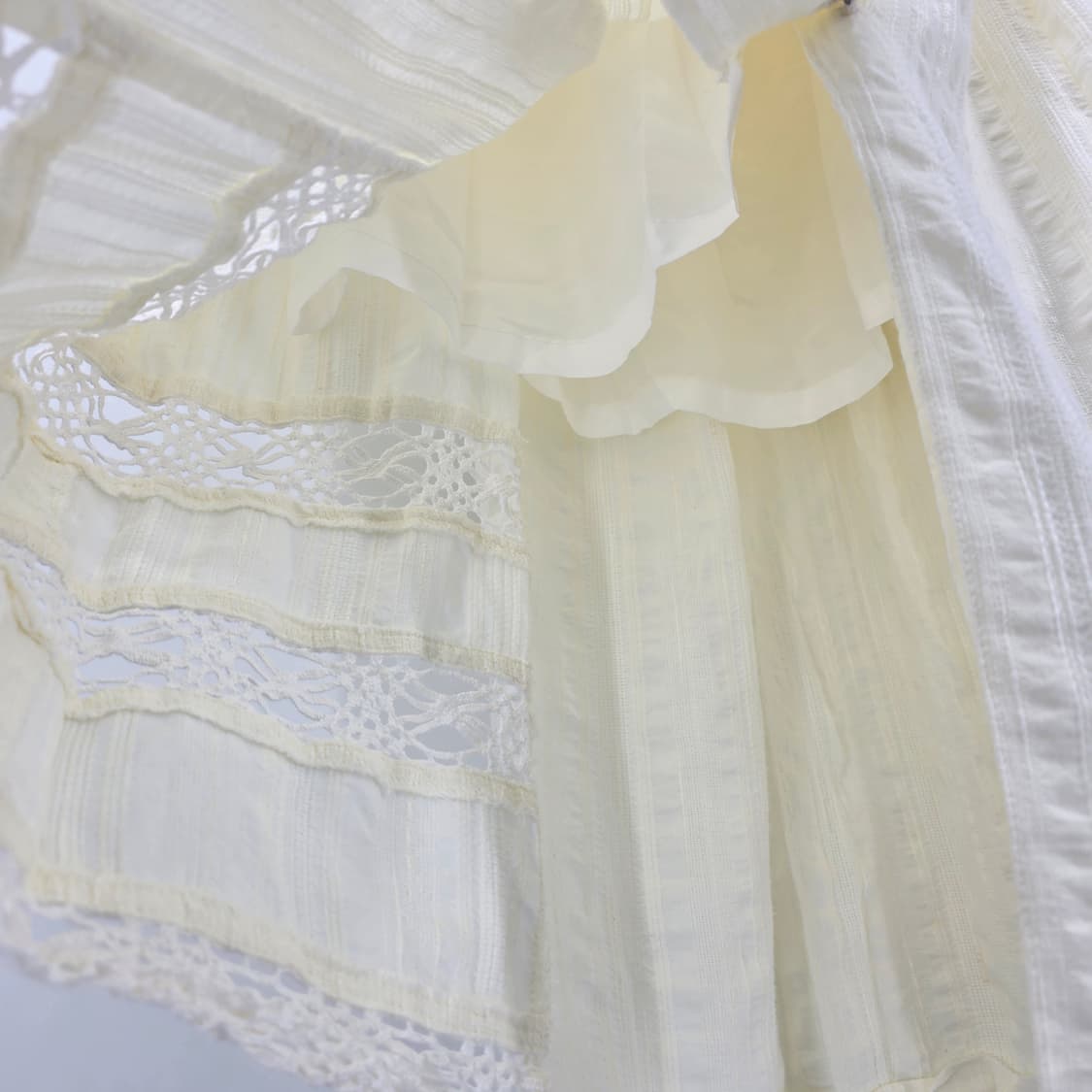 MEICO 레이스 롱 스커트 버튼 빈티지 스커트 아이보리 여성 스커트 상품이미지8