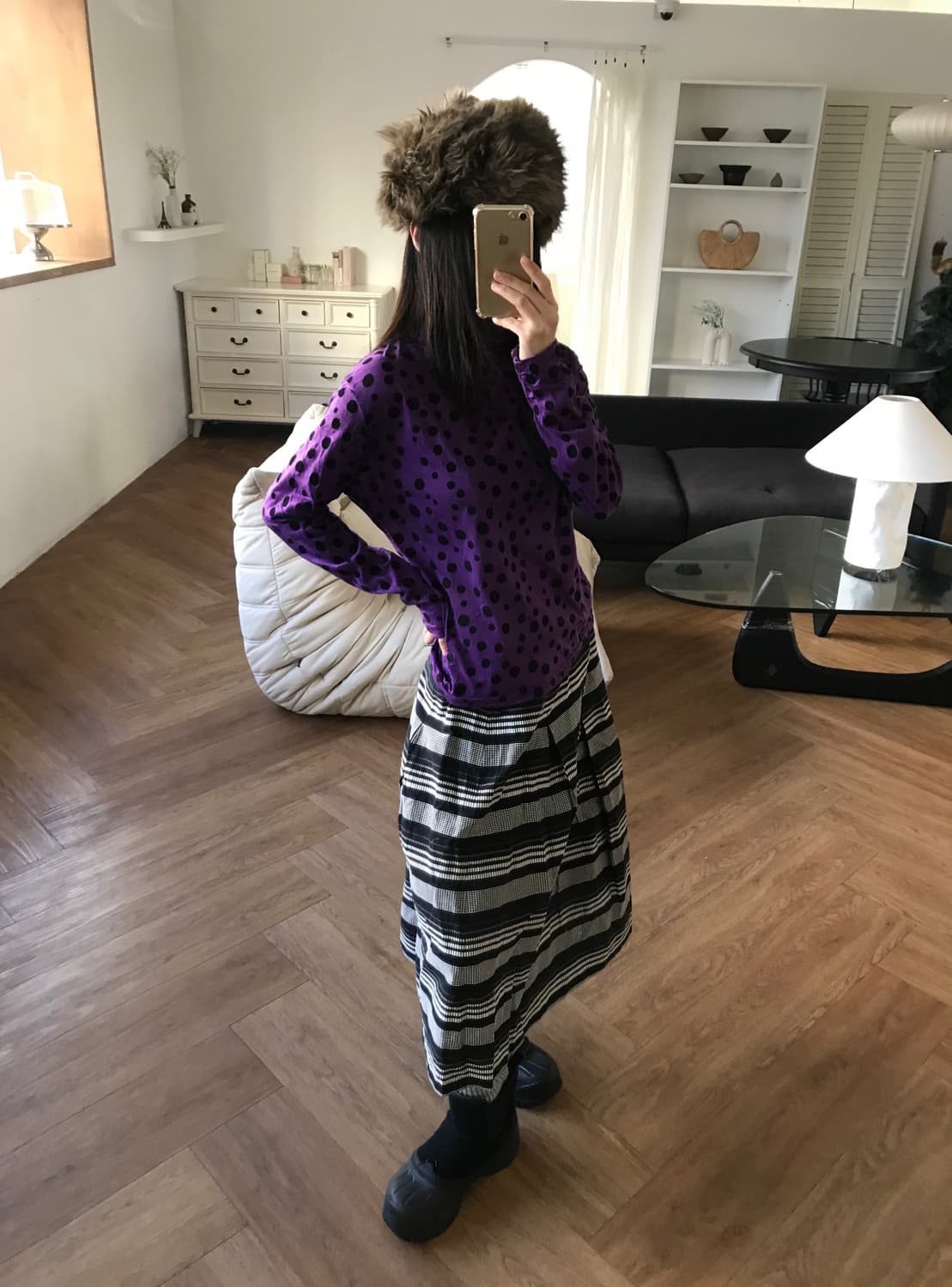 vintage purple dot turtle neck top 상품이미지3